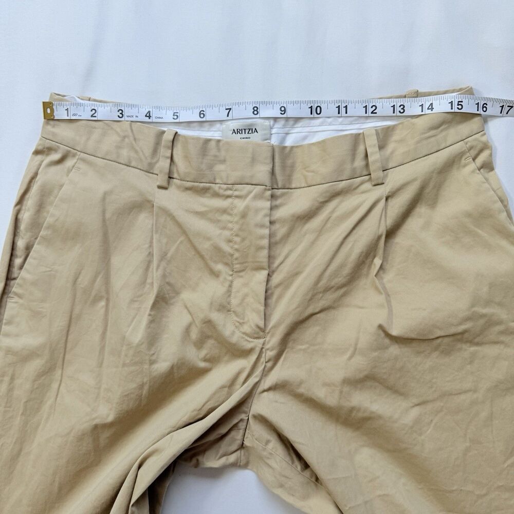 Aritzia Amherst Pant Chino Tan Sz 10 Low Rise Wide Leg Minimalist Old Money Luxe - Picture 9 of 13